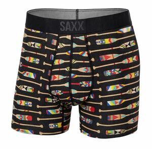 Saxx Quest Boxer Brief Mens Small Black Paddle Print Quick Dry Mesh Performance